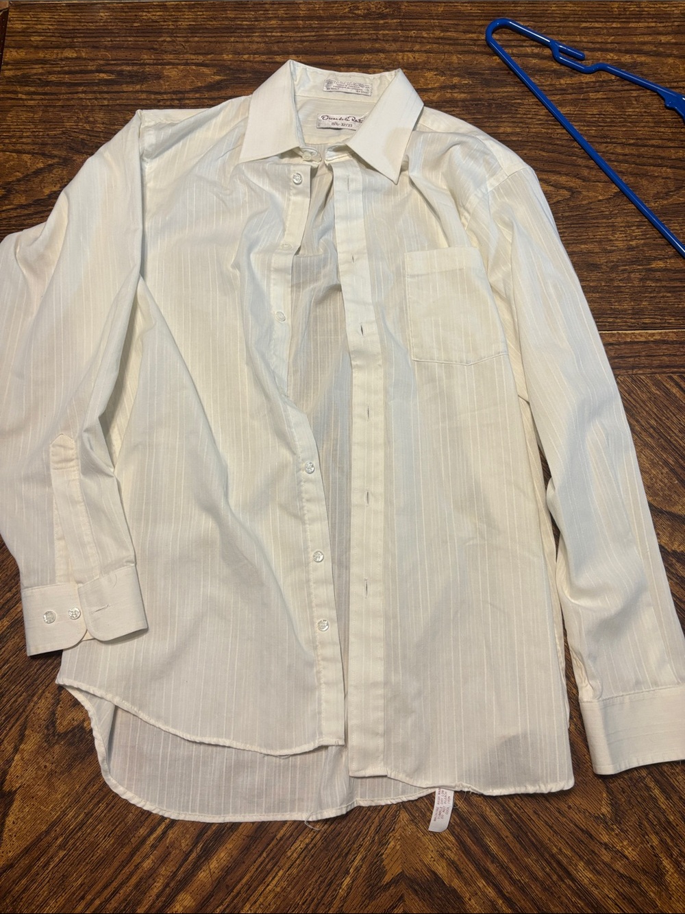 Oscar de la Renta Cream-White Striped Men's Dress Shirt